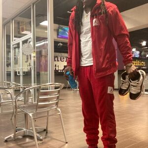 Red Tracksuit with White Logo